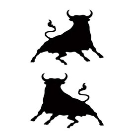 2PCS Spanish Bull Car Stickers, 5.12"x3.94" Cattle Performance Motorcycle Race Car Stickers and Decals Universal Decorative Decal |#AZ185 (Black)