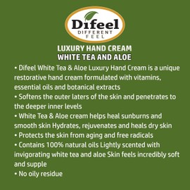 Difeel White TEA & ALOE 07WTA New York White Tea & Aloe Natural Hand Cream 1.4 oz (40 g)