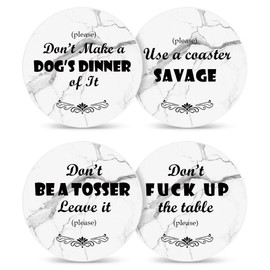 4PCS Funny Coasters, Absorbing Stone Funny Drink Coasters Set, Navelty Coasters for New Home Apartment Kitchen Gift, Unique Gift Ideas for Women Men Work Colleagues Friends