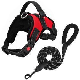 FYY Dog Harness No Pull - Breathable Adjustable Pet Harness Dog Vest Harness With Lead, Reflective Oxford Easy Control Dog Harness with Sturdy Handle for Small Medium Large Dogs XL-Red