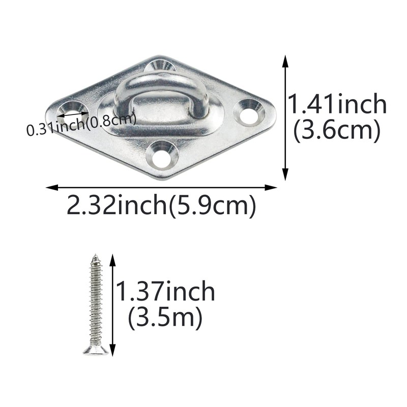 4 Pcs M5 Heavy Duty Pad Eye Plate 304 Stainless