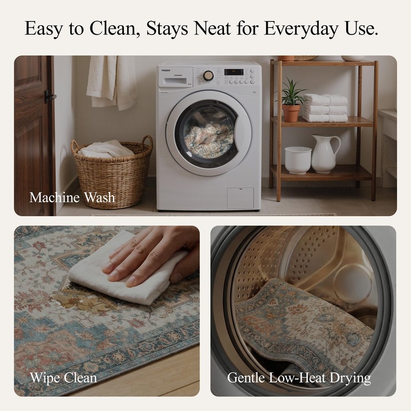 GENIMO Kitchen Rugs Set of 2, Washable Non Slip Cushioned