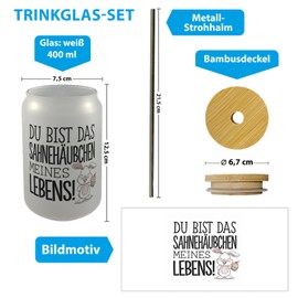 Hase mit Cupcake Valentinstag Trinkglas mit Bambusdeckel Lustiges Spruch-Glas zum Valentinstagsgeschenk