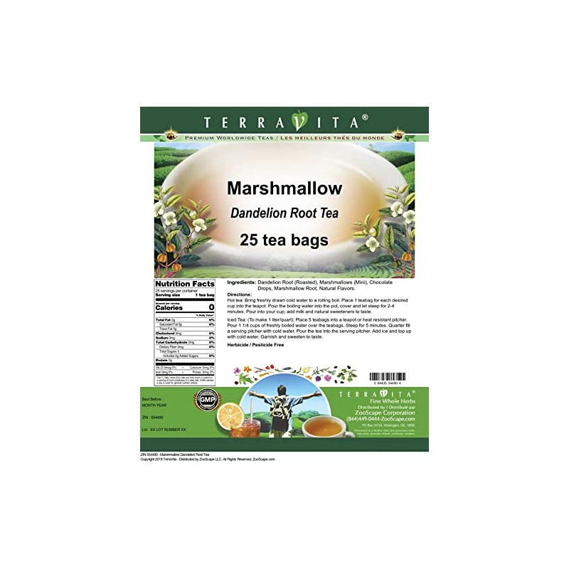 Marshmallow Dandelion Root Tea (25 tea bags, ZIN: 554490)