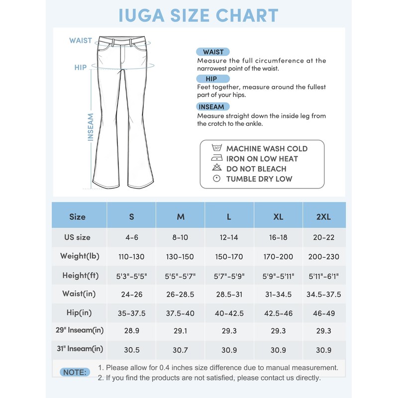 IUGA Bell Bottom Jeans for Women High Waisted Stretchy Pull