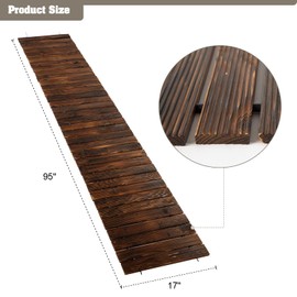 2 PCS 8FT Wooden Garden Pathway with Non-Slip Surface, Roll Out Wooden Pathway Rustic Path Decorative Boardwalk (Brown)