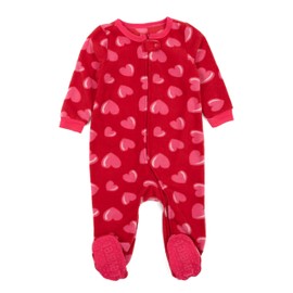 Leveret Boys Girls Kids Footed Fleece Pajama Heart 6-12 Month