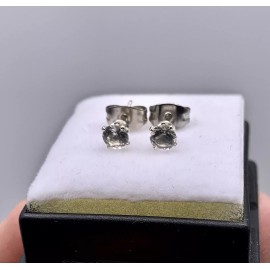 PAIR of Earrings w 4mm Round Cut Herkimer Diamonds in 925 Sterling Silver  .8 C