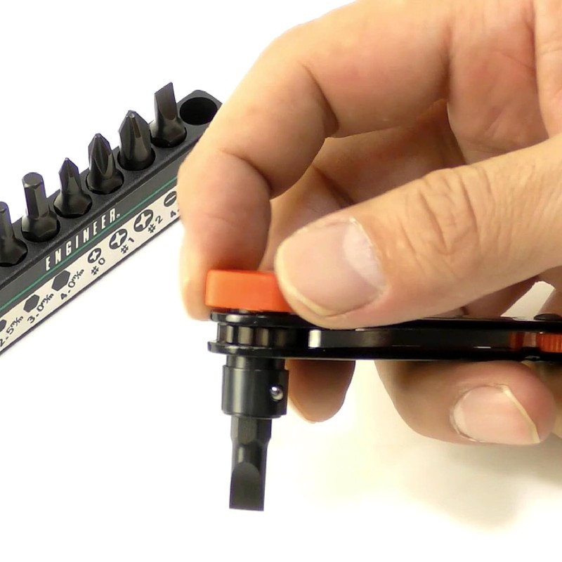 ENGINEER Engineer Offset Ratchet Set, 10 Bits Set, Black, Tip