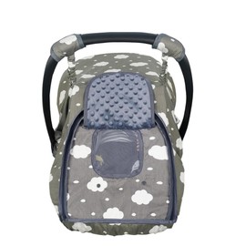 Carseat Cover for Baby, Baby car seat Covers for Infant car seat, Baby Carrier Cover Canopy, Window in Door Open, 2 Layers, Grey Cloud, felxible connection;