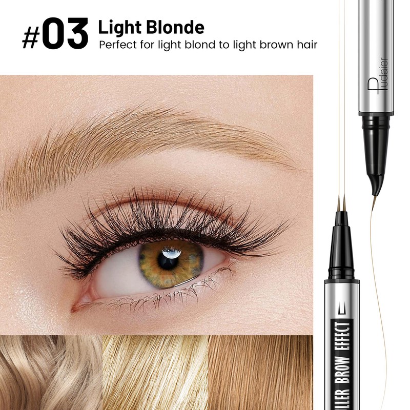 Pudaier 2 Pack 2 Fine Tip Eyebrow Pen, Waterproof Filling