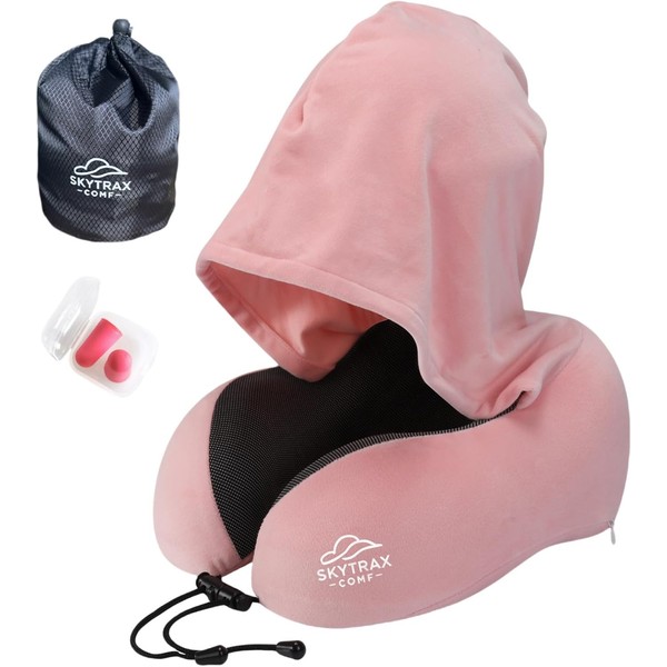 Travel Pillow with Extra Large Hood for Airplane Long Flights