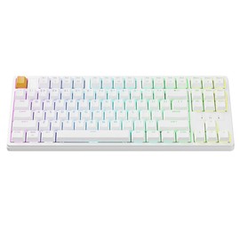 JamesDonkey J4 Wireless Custom Mechanical Keyboard, 2.4 GHz Bluetooth QMK 80% Layout RGB, Hot-swappable Brown Switch Compatible with Mac Windows Linux, 3750mAh Fast Charge Battery for Gaming - White
