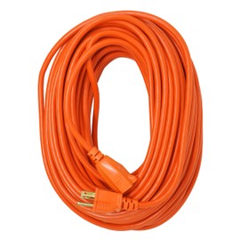 Heavy Duty Outdoor vinyl Power Extension Cord SJTW, Orange, 16/3, 100 FT.