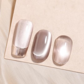 Fcozpjk Cat Eye Gel Nail Polish, Purple Brown Magnetic Cateye Gel Polish Translucent Nude Jelly Nail Polish Sheer Glass Moonlight Cat Eye Nail Gel Manicure at Home