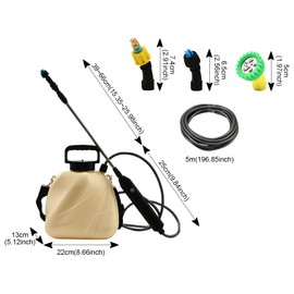 Alvorox 1.35 Gallon/5L Battery Powered Sprayer, Upgraded Electric Sprayer with Rechargeable Handle, 35.8" Retractable Wand,3 Mist Nozzles & Adjustable Shoulder Strap (Beige)