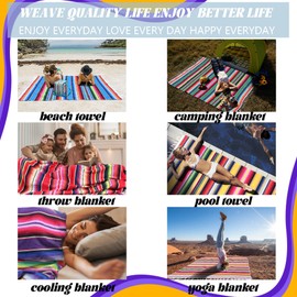Mexican Beach Towel Blanket Cotton Turkish Beach Towels Oversized Soft Absorbent Quick Dry Sand Free Extra Large Lightweight Thin Sandless Fast Drying Compact No Sand Packable Foldable Women Men Gift