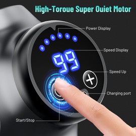 Massage Gun, Muscle Percussion Massager with 99 Speeds, Massage Gun, Electric Hand Massager, 9 Massage Heads, LCD Touch Screen, Back Massager with USB C Charging