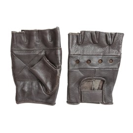 Dark Brown Leather Heavy Duty Lightweight Fingerless Gloves Pack of 2 (M)