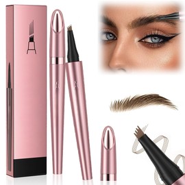 Eyebrow Pencil with 4 Fork Tip,2024 New 3D Waterproof Eyebrow Pencil,Microblading Eyebrow Pen 4 Fork Tip Tattoo Pencil,Eyebrow Pencil with Micro-Fork Tip for Women (Light Brown)
