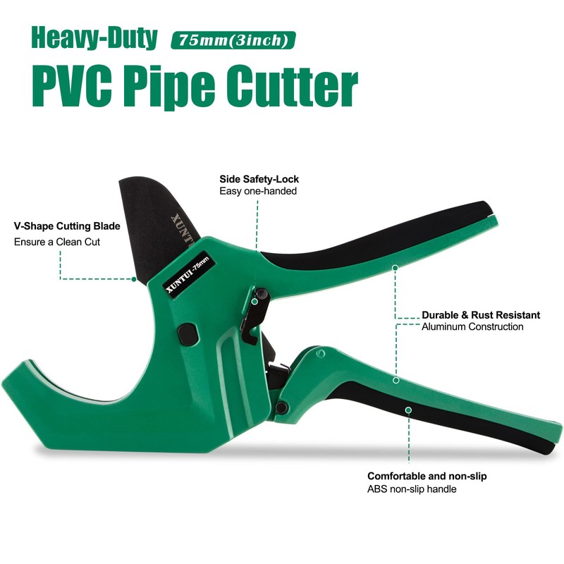 Professional PVC Pipe Cutter 2.5 inch (75mm), Heavy Duty Dark