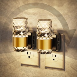 JandCase Night Light, Automatic Night Lights Plug into Wall,2 Pack 3000K LED Nightlights with 0-100LM Adjustable Brightness, Night Light Plug in with Light Sensor for Bathroom Hallway Room Decor