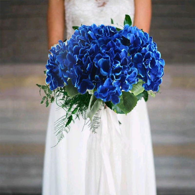 NAHUAA 2 Bundle Royal Blue Flowers Hydrangea Artificial Flowers 10