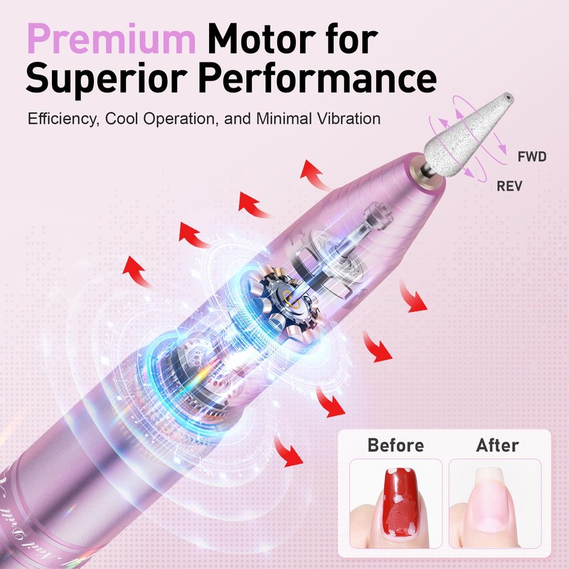 Cordless Nail Drill, Portable Electric Nail File with 11 in