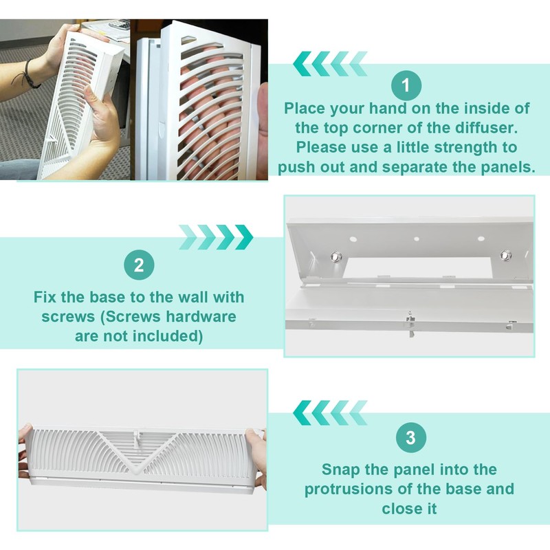 6 Pcs Baseboard Diffuser Register 15 Inch Duct Opening Size