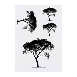 4 x 'Reclined Tree' Temporary Tattoos - Water Resistant, Skin-Safe, Non-Toxic Transfers, Mixed Sizes (TO00078546)