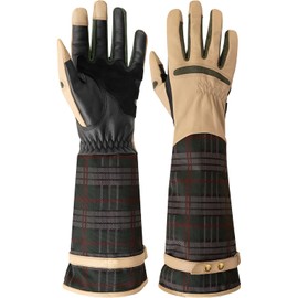 ACE Garden Glam Gardening Glove for Women - Long Ladies Goat Leather Gloves - Against Rose Thorns & Spikes - XXL