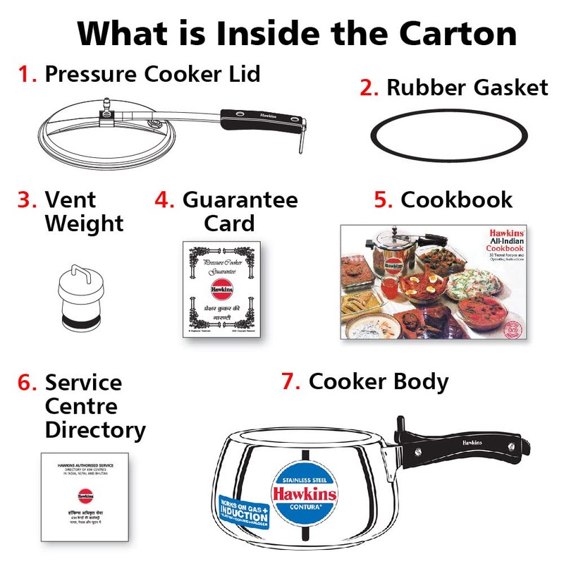 Hawkins 3 Litre Contura Pressure Cooker, Stainless Steel Inner Lid