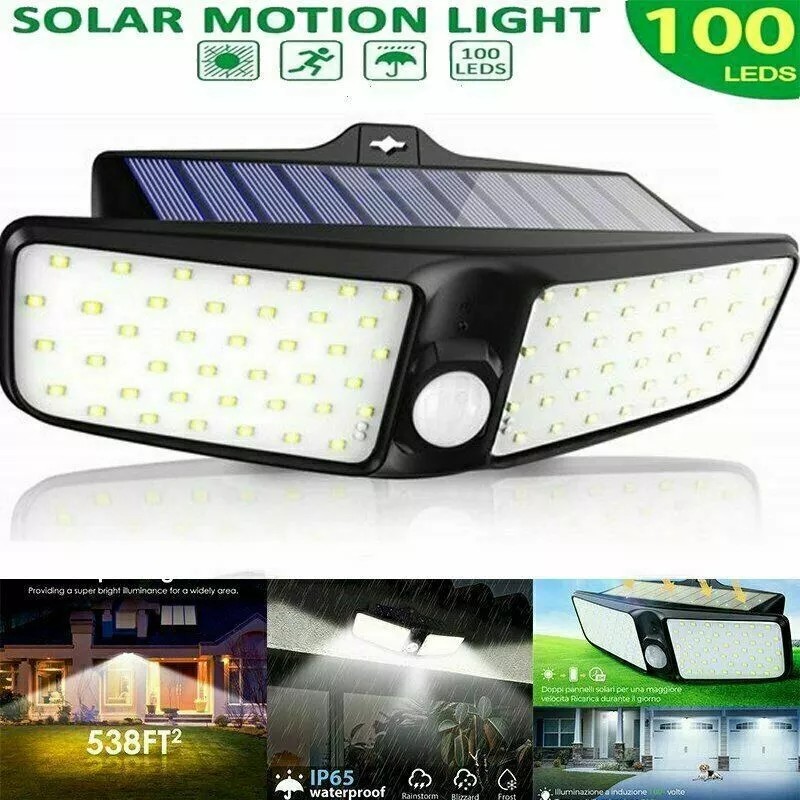 Unbranded Waterproof 100 LED Solar Powered Light Outdoor PIR Motion