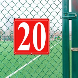 Premium Aluminum Number Signs 20, Metal 12" X 12" Red Numbered Signs Outdoor for Parking Lots, Floor, Dock, Court, Aisle, Field, High Visibility, No Fade, Weather-resistant