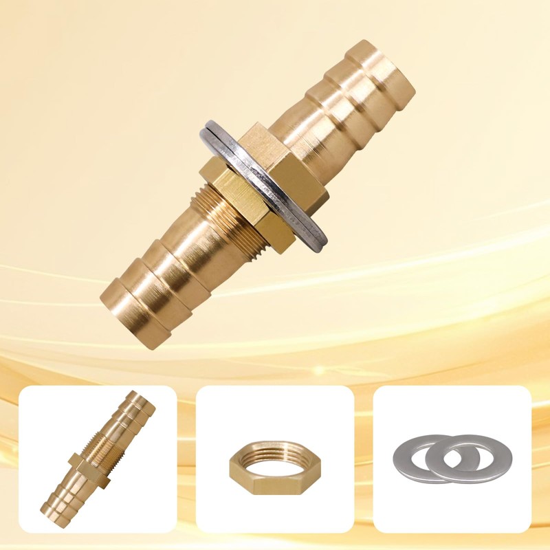 Napredak 1/2 inch Brass Hose Barb Bulkhead Fitting for Water