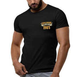40th Birthday Shirt for Men, Legends were Born in 1985, Vintage 40 Years Old T-Shirt, Left Chest & Full Back Print Navy Heather Large