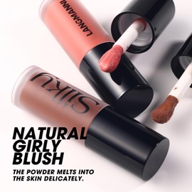 LANGMANNI Soft Liquid Blush Contour Makeup - Blendable & Seamless Matte High Pigmented For Long Lasting Cheeks Tinted, Big-Head Applicator For Liquid Blush Makeup(#B01+C01)