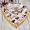 Sichdew 100% Mulberry Silk Square Scarf for Women Cartoon Cat