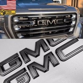 GMC New Front & Rear Emblem Black Kit for 2019 - 2024 GMC Sierra 1500 2500HD 3500HD