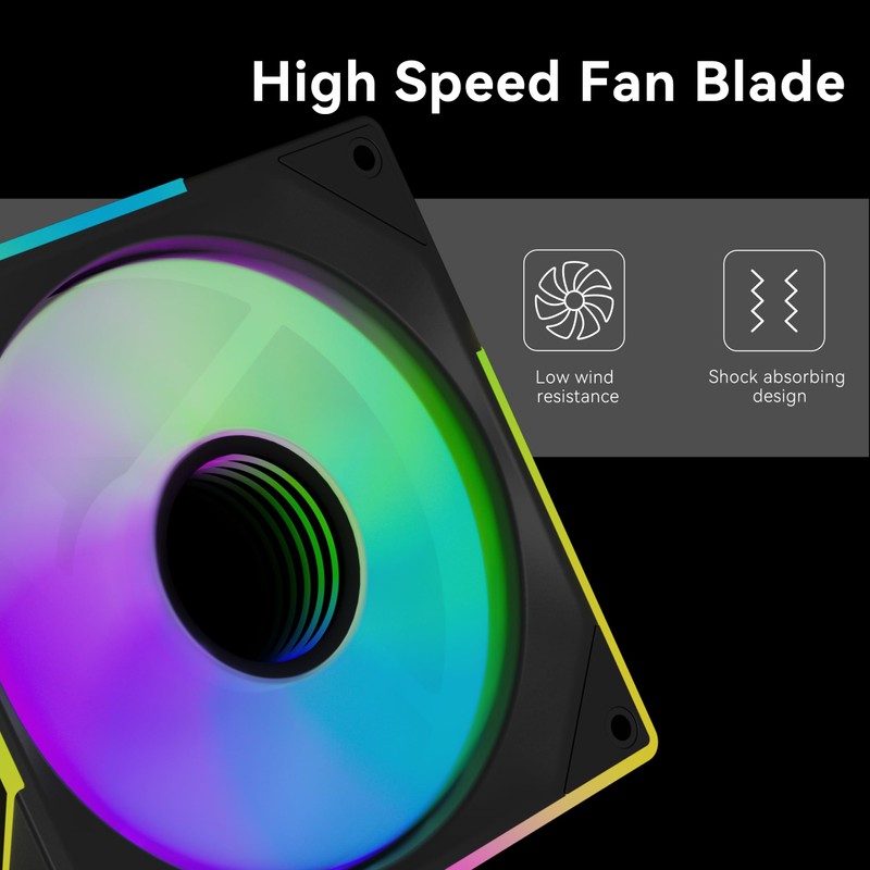 FexaDon Tek 120mm ARGB Computer Case Fan, 4 Pin PWM,