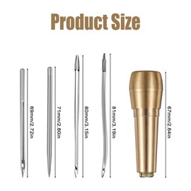 SYWAN Sewing Awl Needles, 52Pcs Leather Sewing Kit 36p Straight Needle + 12p Curved Crochet Needle + 4p Copper Handle for Hand Sewing Shoes Canvas Repairing