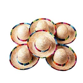 YMULAS 6 Pack Mini Mexican Hat, 6-Inch Woven Straw Mini Sombrero Hats for Party Decorations Child Animal Dogs Cats Brown