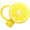 Yellow lemon Straw Cover Cap Reusable Silicone Straw Toppers Drinking