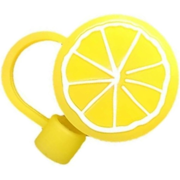 Yellow lemon Straw Cover Cap Reusable Silicone Straw Toppers Drinking