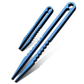 Canku 2pcs Mini Tweezers Titanium Portable Titanium Alloy EDC Tweezers Survival Camping Outdoor Travel Mini Tool(Double Blue)) …