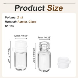 PATIKIL 12個セット 透明ガラスバイアル スナップ式キャップ付き 2ml 小型液体サンプル瓶 漏れ防止 携帯用液体保存容器 香水・精油・しやく用 ホワイト