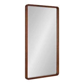 Kate and Laurel McLean Modern Wood Framed Rounded Rectangle Wall Mirror, 20 x 36, Walnut Brown, Decorative Round Rectangular Mirror for Contemporary Wall Decor