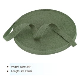 PATIKIL Cotton Twill Tape 3/8 Inch 25 Yards Cotton Ribbon Bias Binding Tape Herringbone Webbing Trim for Sewing Gift Wrapping Craft DIY Moss Green