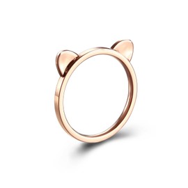 18k Rose Gold Plated Titanium Cat Ears Ring Cat Shape Ring Size 4-8 (5)