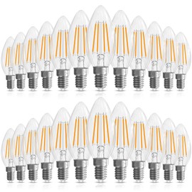 GvvooHome Candelabra Light Bulbs 40 watt, E12 LED Bulb Dimmable Chandelier Light Bulbs, B10 Candle Light Bulbs 2700K Soft White, 90+CRI, 400LM, Cear Glass, 24 Pack